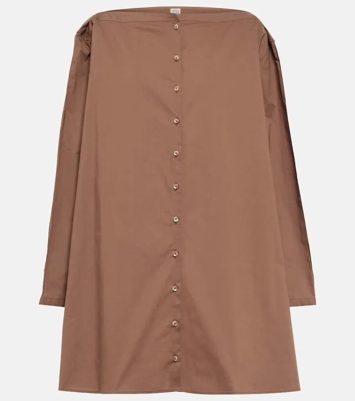 Boatneck cotton poplin minidress