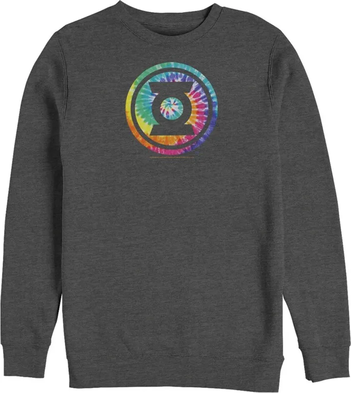 Men's Justice League Tie Dye Logo Sweatshirt - Charcoal Heather - 3X Large