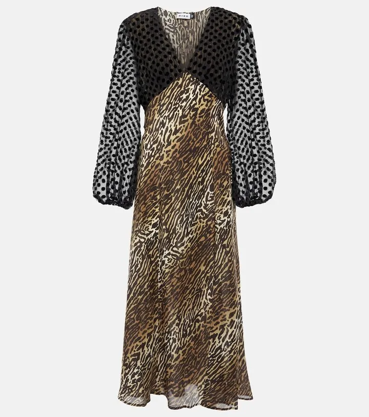 Melanie leopard-print silk midi dress