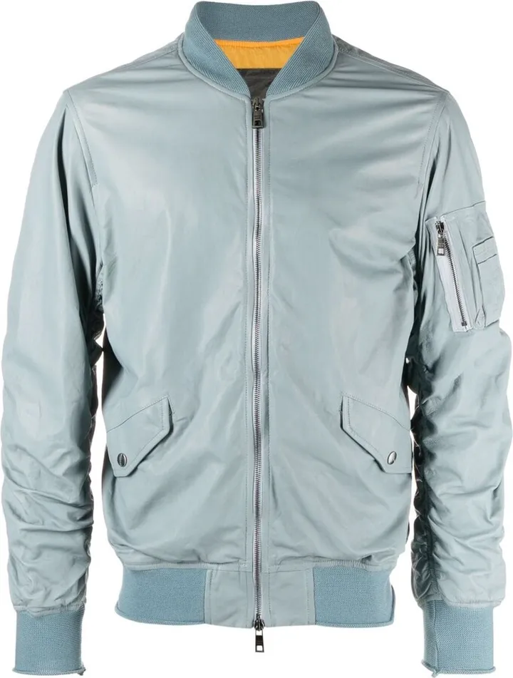 Zip-Up Leather Bomber Jacket