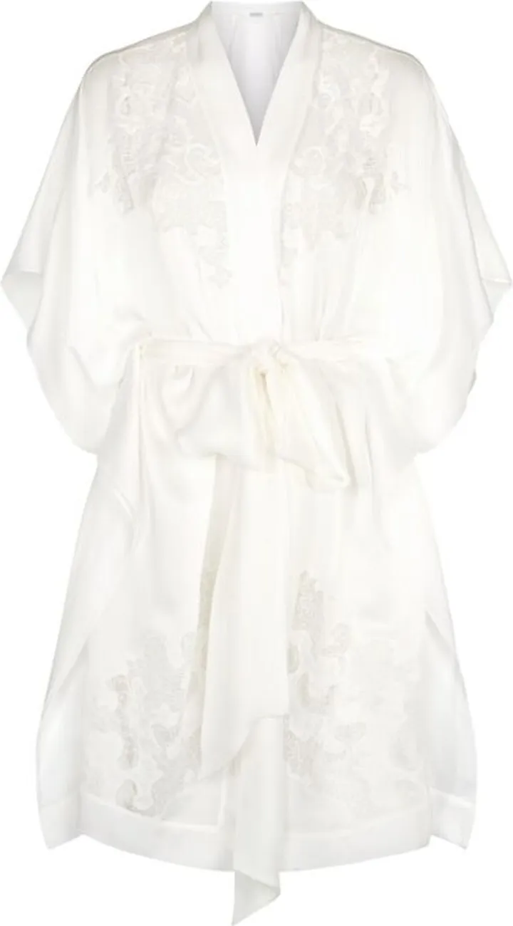 Carine Gilson Silk Lace Trim Robe
