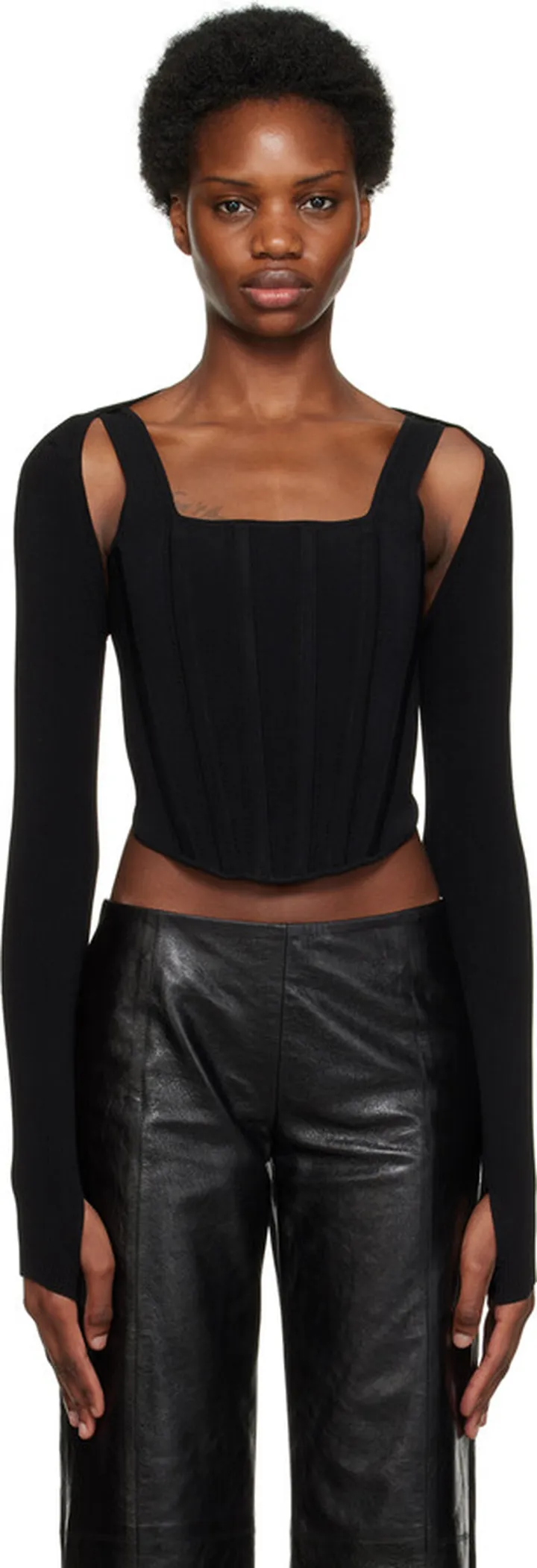 Dion Lee Black Pointelle Corset & Cardigan