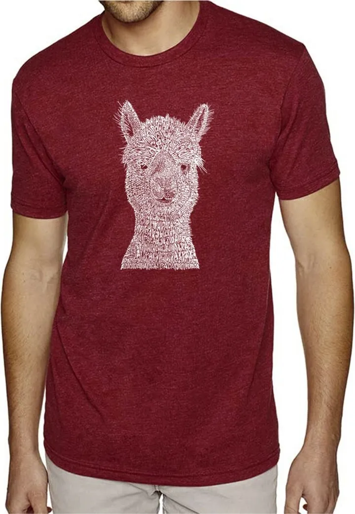 La Pop Art Men's Premium Word Art T-shirt - Alpaca