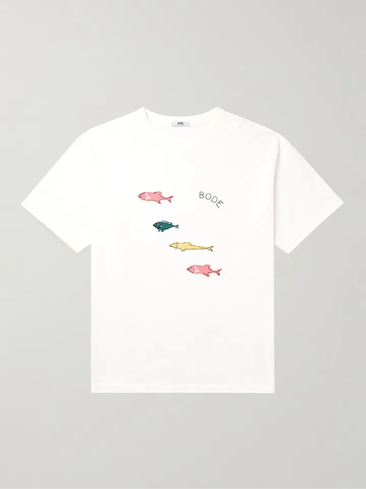 Logo-Embroidered Appliquéd Cotton-Jersey T-Shirt