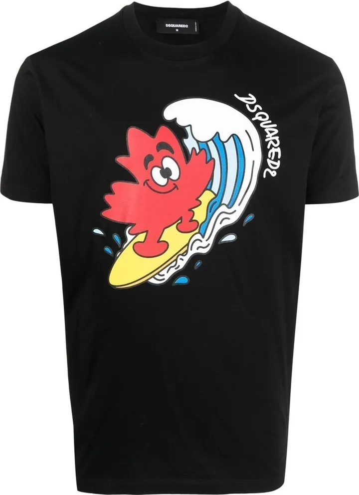 Black Graphic Print Cotton T-Shirt