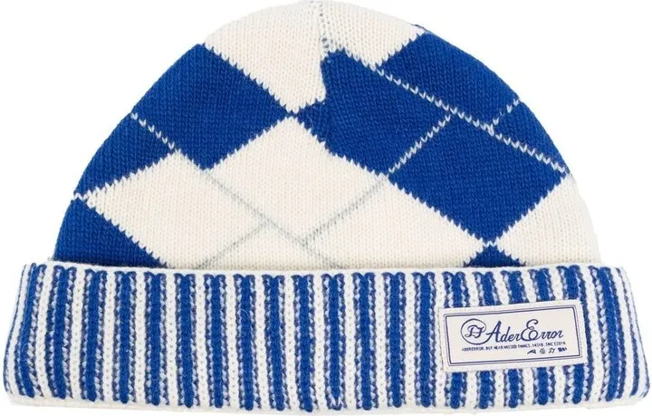 Argyle-Knit Beanie Hat