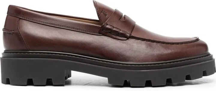 Leather Almond-Toe Loafers