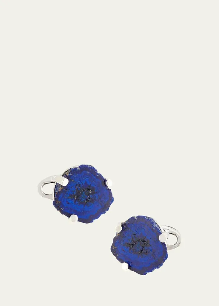 Silver Azurite Cuff Links