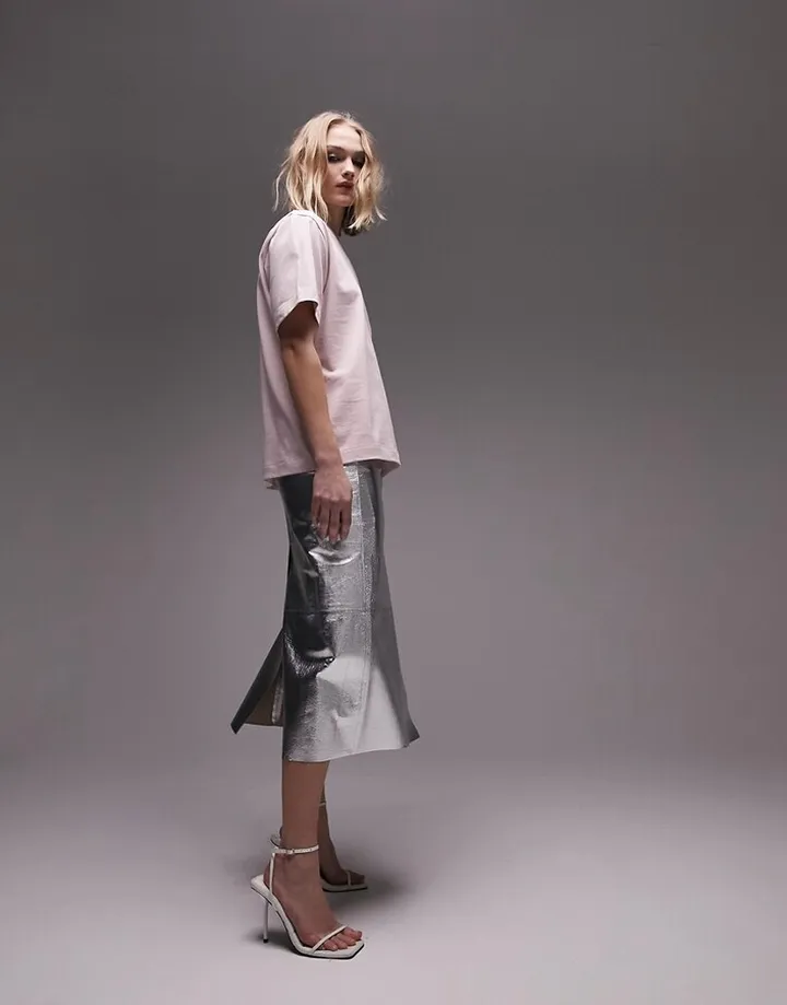 Topshop premium basic short sleeve tee in light pink