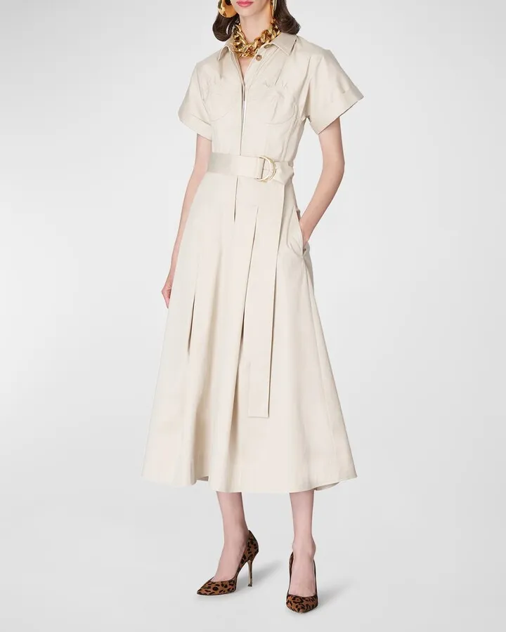 Belted Corset Midi Shirtdress