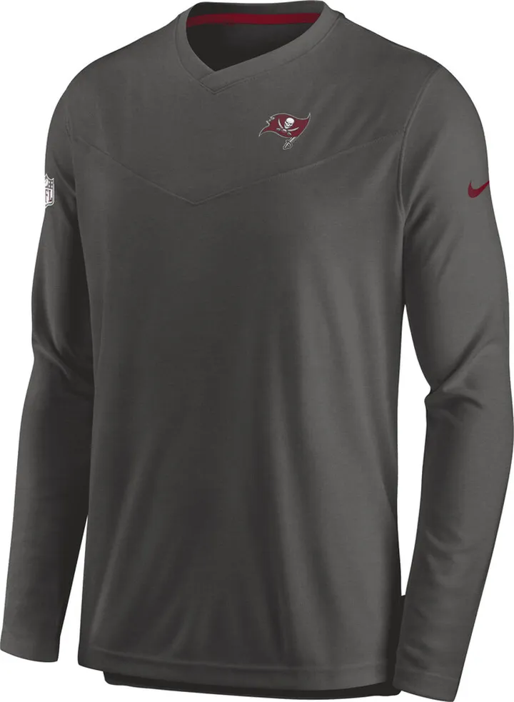 Nike Men's Dri-FIT Lockup Coach UV (NFL Tampa Bay Buccaneers) Long-Sleeve Top in Grey