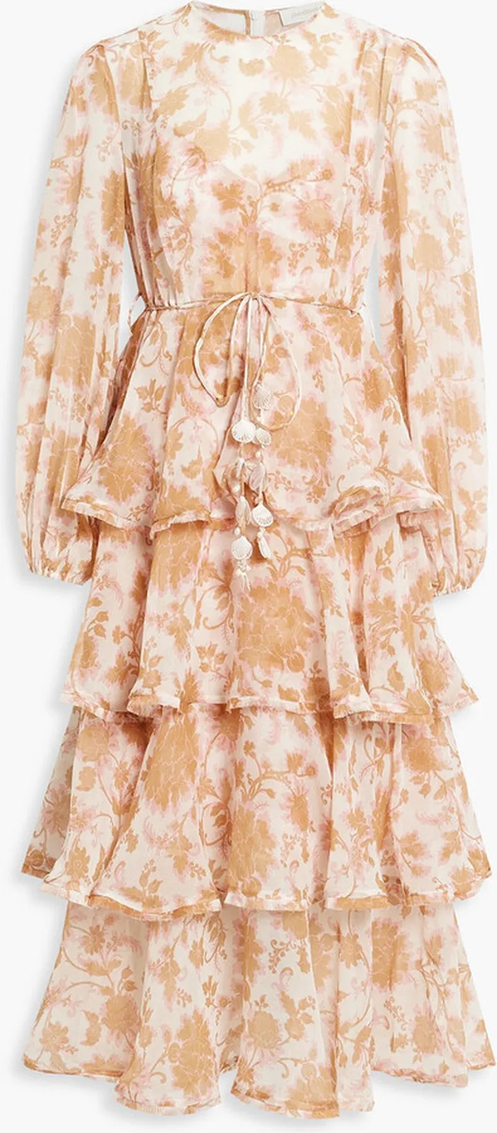 Postcard tiered floral- print cotton and silk-blend voile midi dress