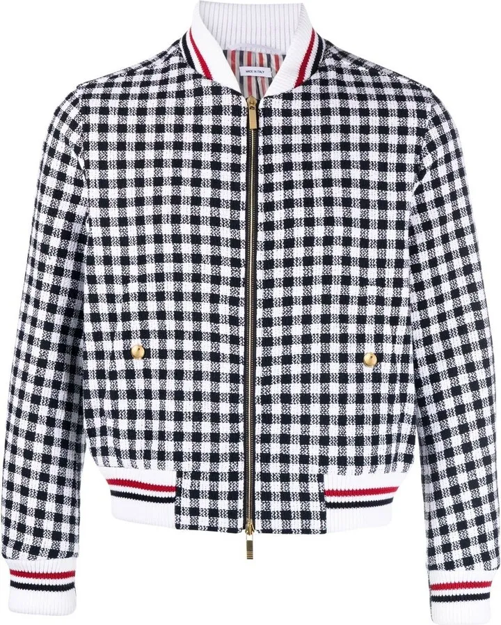 Gingham-Check Bomber Jacket