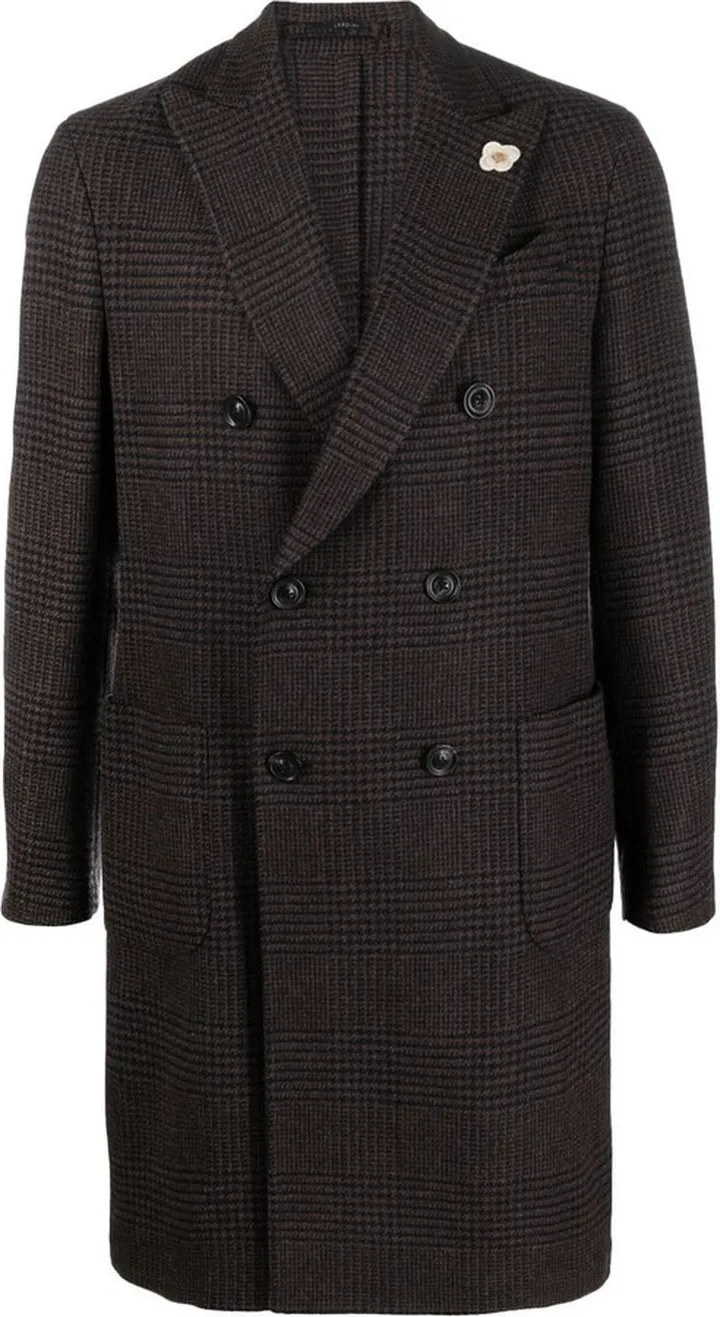Checked Double-Breasted Wool Coat