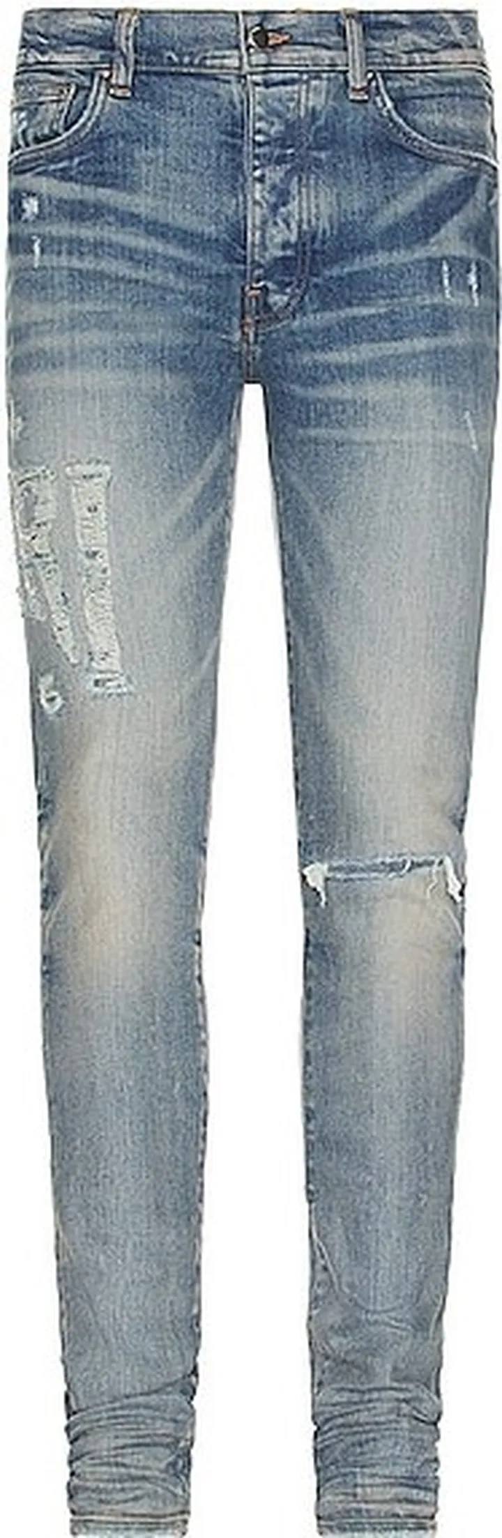 Amiri Distressed Logo Jean in Blue