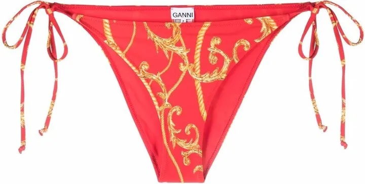 Baroque-Print Bikini Bottoms