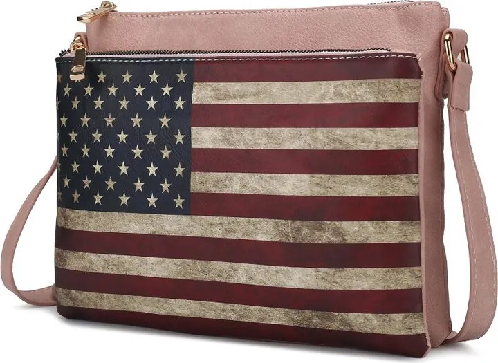 Madeline Printed Flag Vegan Leather Women’s Crossbody Bag