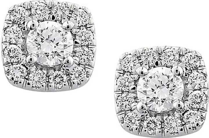 14K White Gold & 1 TCW Diamond Stud Earrings