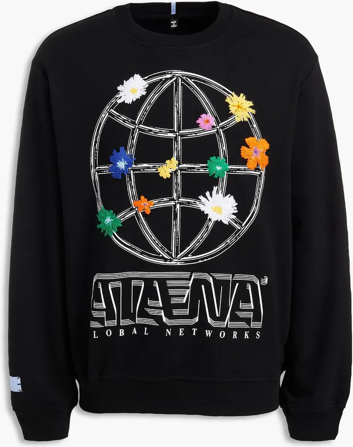 Embroidered printed French cotton-terry sweatshirt