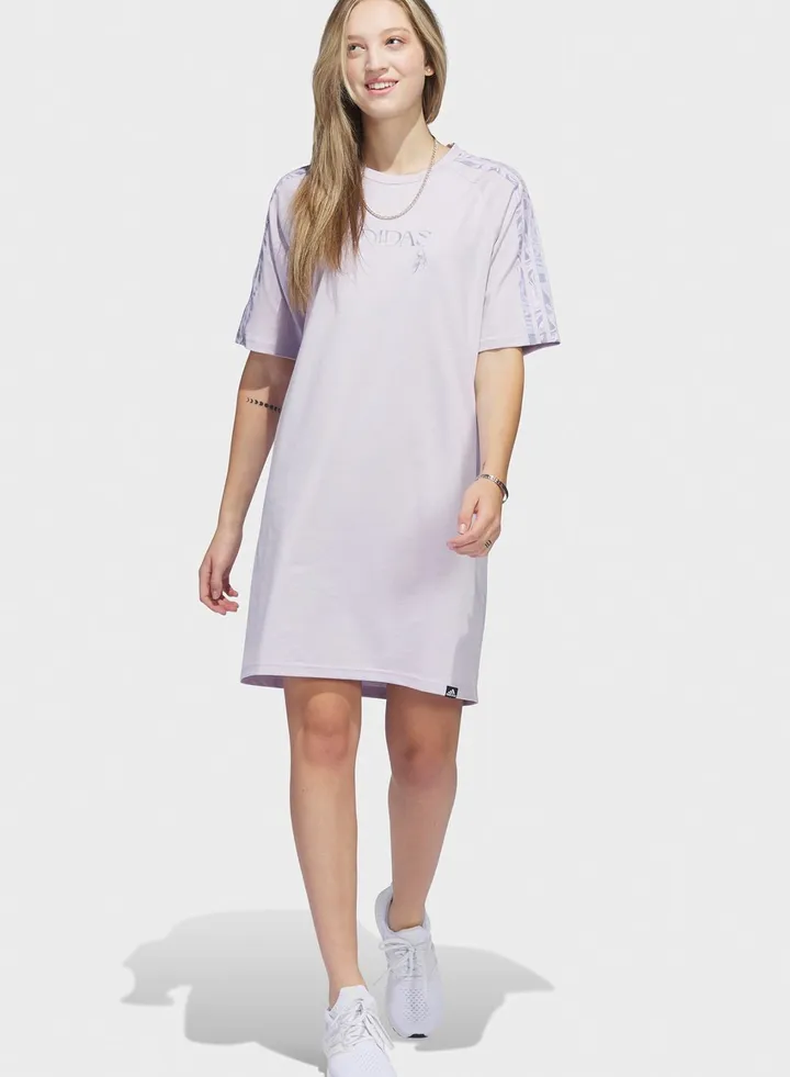 3 Stripe Luxe T-Shirt Dress