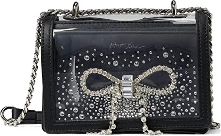 Blue by Betsey Johnson Clear Convertible Bag with Bow (Black) Handbags