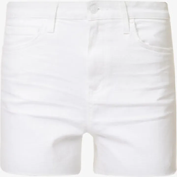 Womens Lived In Crisp White Dani Raw-hem Stretch-denim Shorts