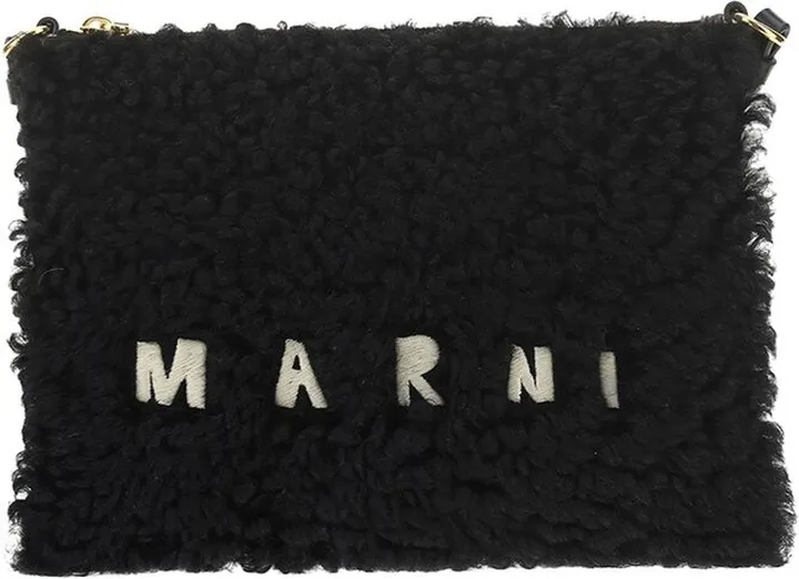 Marni Tumbled Shearling Shoulder Bag