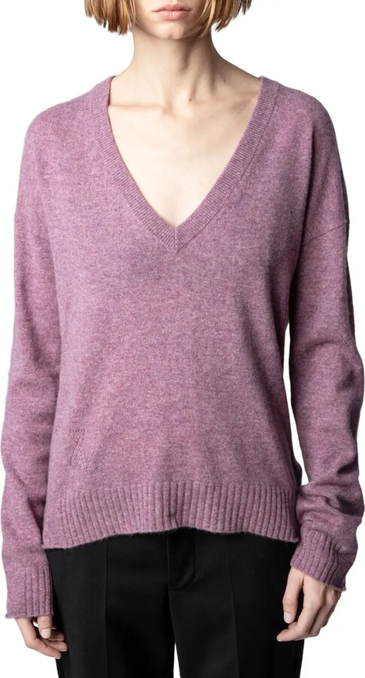 Vivi Patch Cashmere V-Neck Sweater