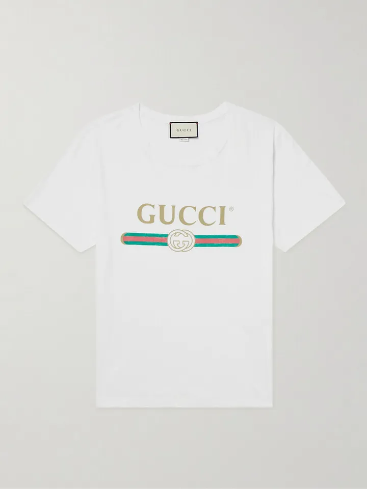 Distressed Printed Cotton-Jersey T-Shirt
