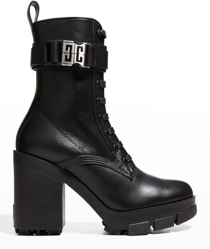 Terra Leather Heeled Combat Boots