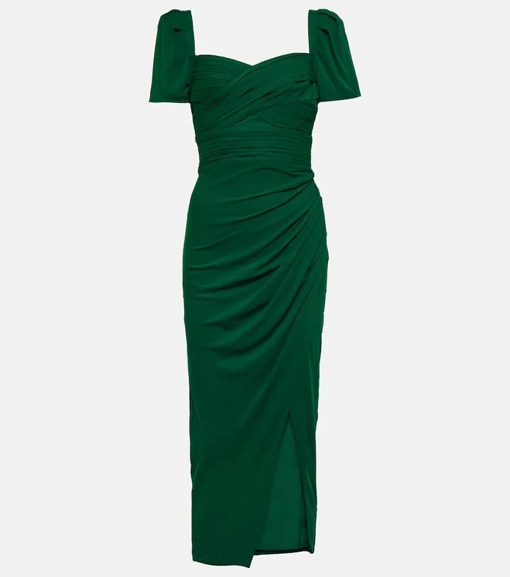 Draped crepe midi dress
