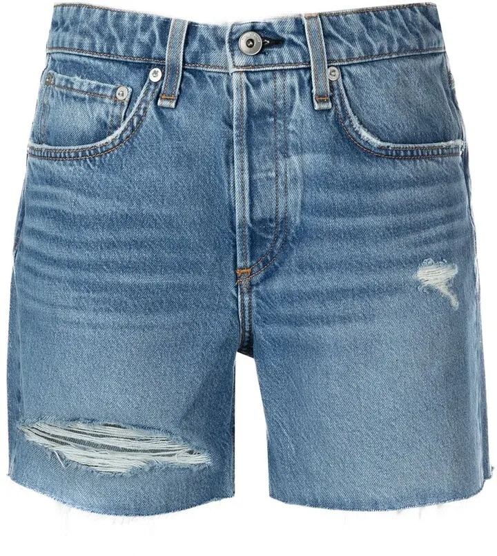Rose distressed denim shorts