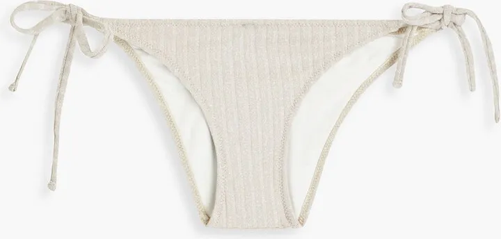 The Tenley metallic ribbed low-rise bikini briefs