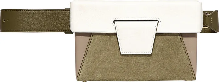 Lola color-block suede and textured-leather belt bag