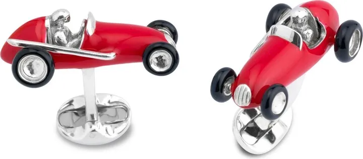 Deakin & Francis - Deakin & Francis Sterling Silver Red Racing Car Cufflinks