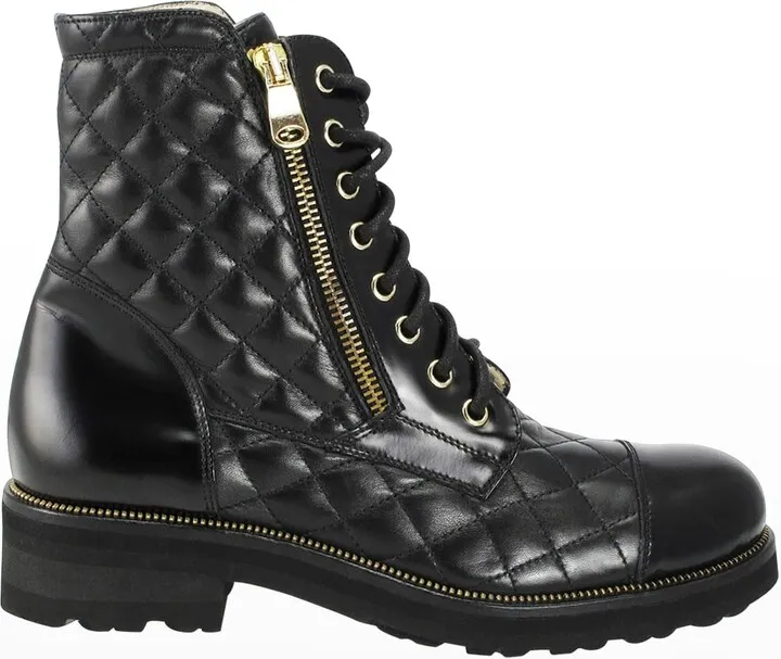 Tiffany Quilted Leather Combat Booties