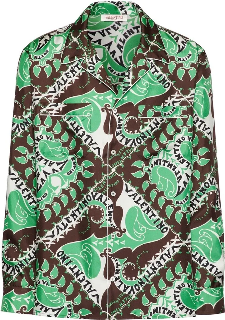 Abstract-Print Two-Pocket Shirt