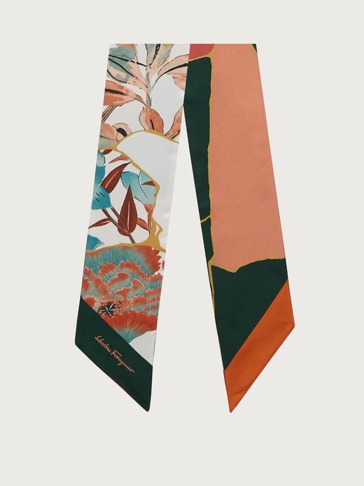 Ferragamo Women Kintsugi print twilly band Green