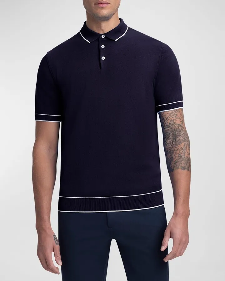 Men's Short-Sleeve Tipped Polo Sweater