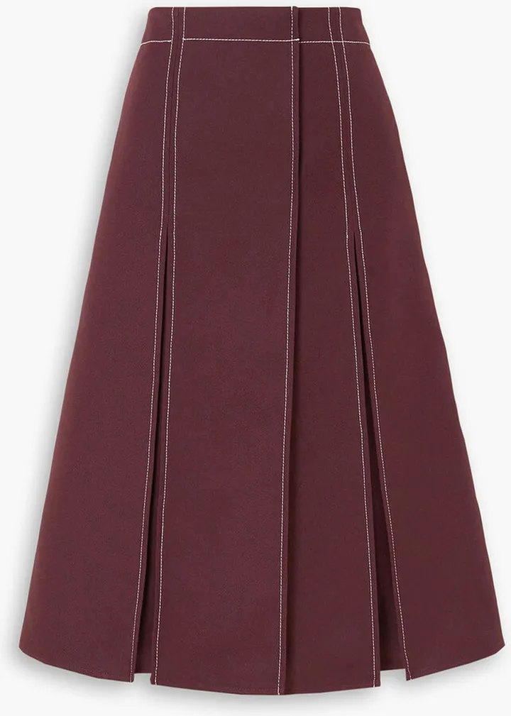 Savanna pleated twill midi wrap skirt