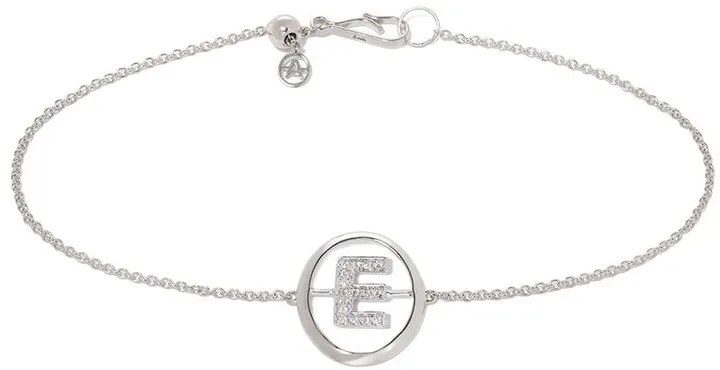 18kt white gold diamond Initial E bracelet