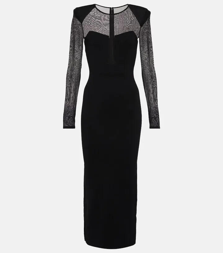 Sheer knit midi dress