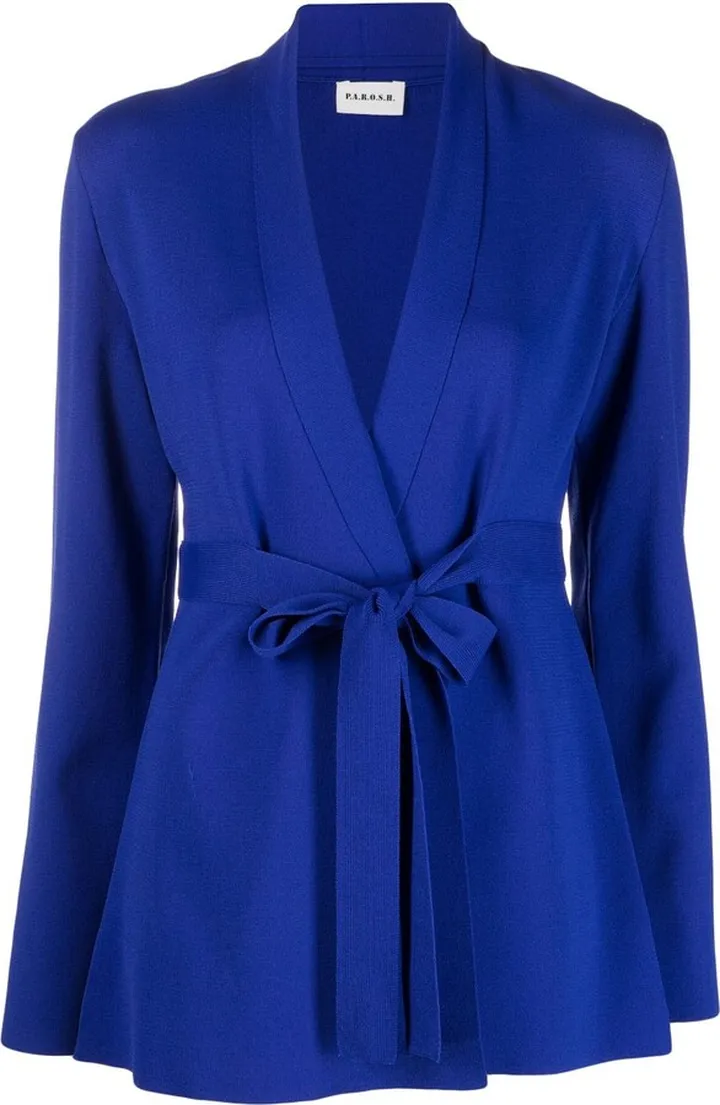 V-neck tie-waist cardigan