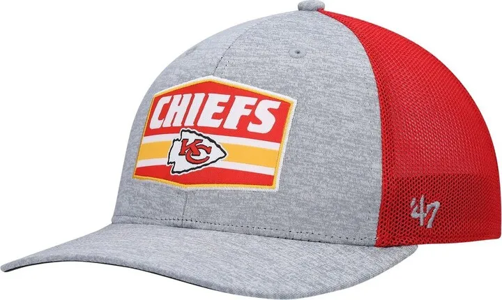 Men's '47 Brand Heathered Gray and Red Kansas City Chiefs Motivator Flex Hat
