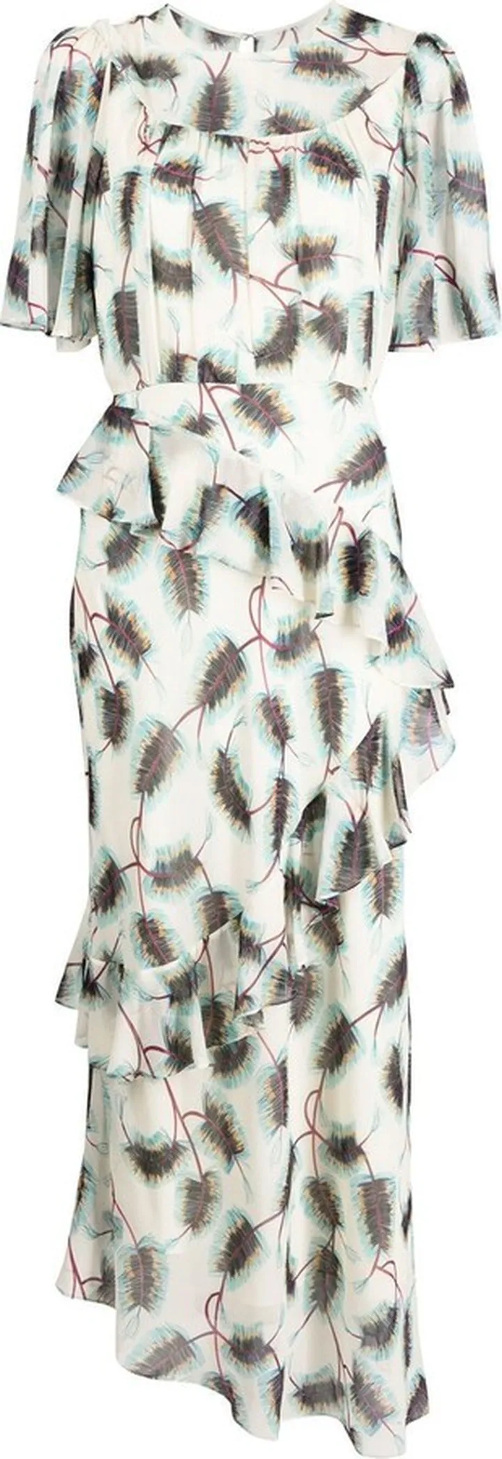 Vida feather-print silk dress