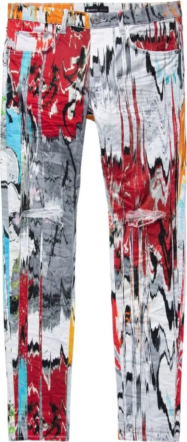 Multicoloured Glitch Print Skinny Jeans