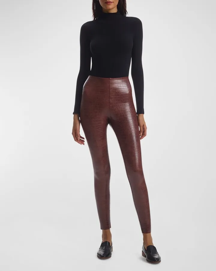 Animal-Printed Faux-Leather Leggings