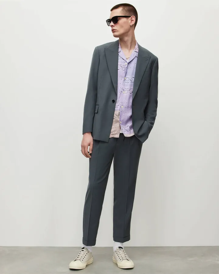 Berto Cropped Relaxed Pants - Smoke Blue