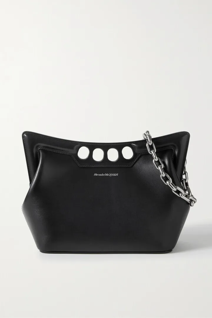 Alexander McQueen - The Peak Cutout Leather Shoulder Bag - Black