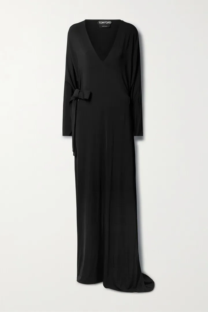 TOM FORD - Belted Stretch-jersey Gown - Black